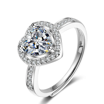 Silver Moissanite Heart Ring