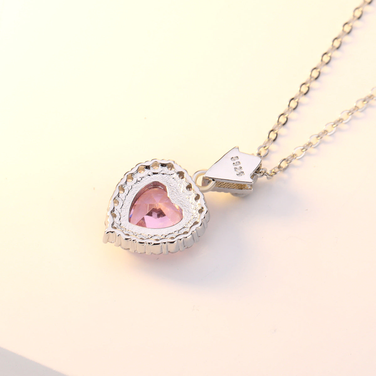 Sterling Silver Pink Heart Necklace