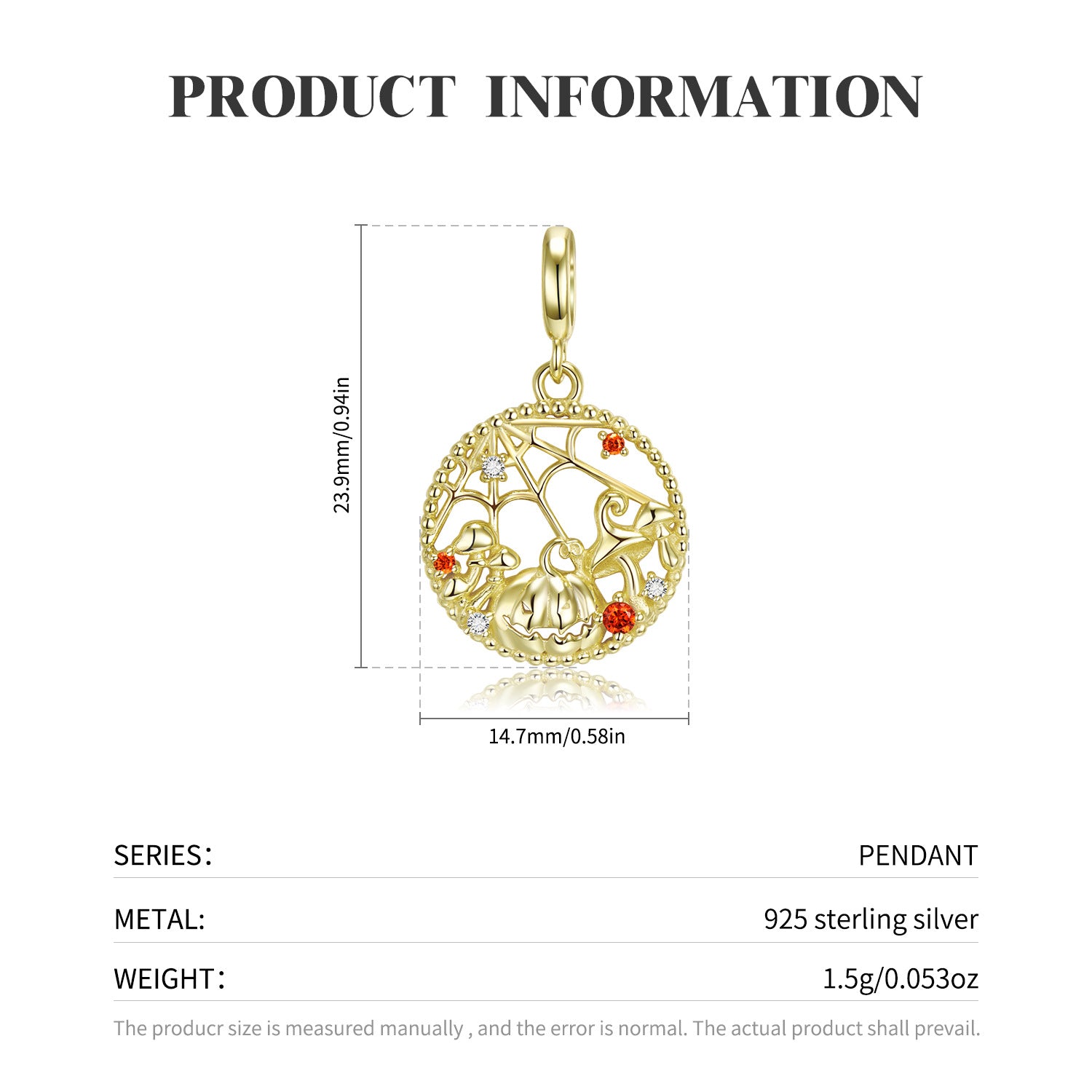 Spider Web Pumpkin Pendant and Chain