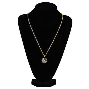 Yin Yang Stainless Steel Zircon Necklace