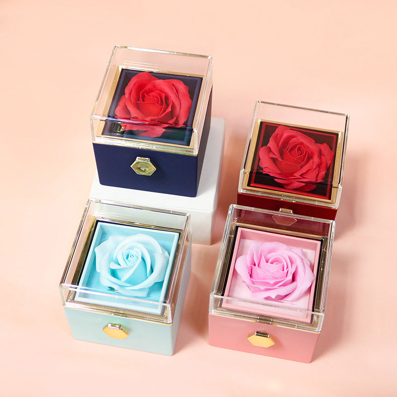 Rotating Gift Box with Rose and Necklace