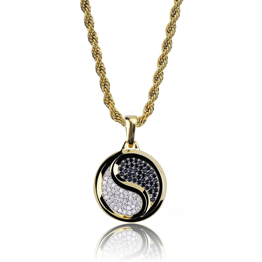 Yin Yang Stainless Steel Zircon Necklace