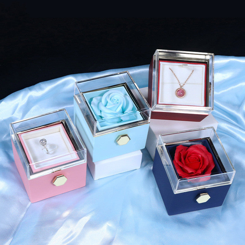 Rotating Gift Box with Rose and Necklace