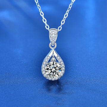 925 Sterling Silver Moissanite Water Drop Clavicle Necklace