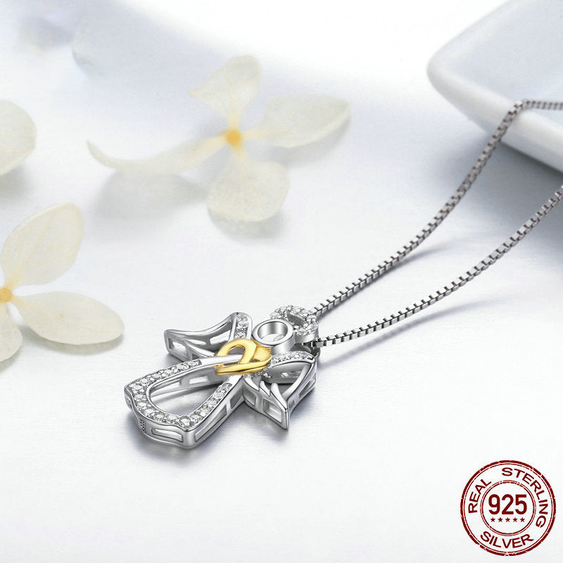 Platinum and Gold Plated Angel Necklace
