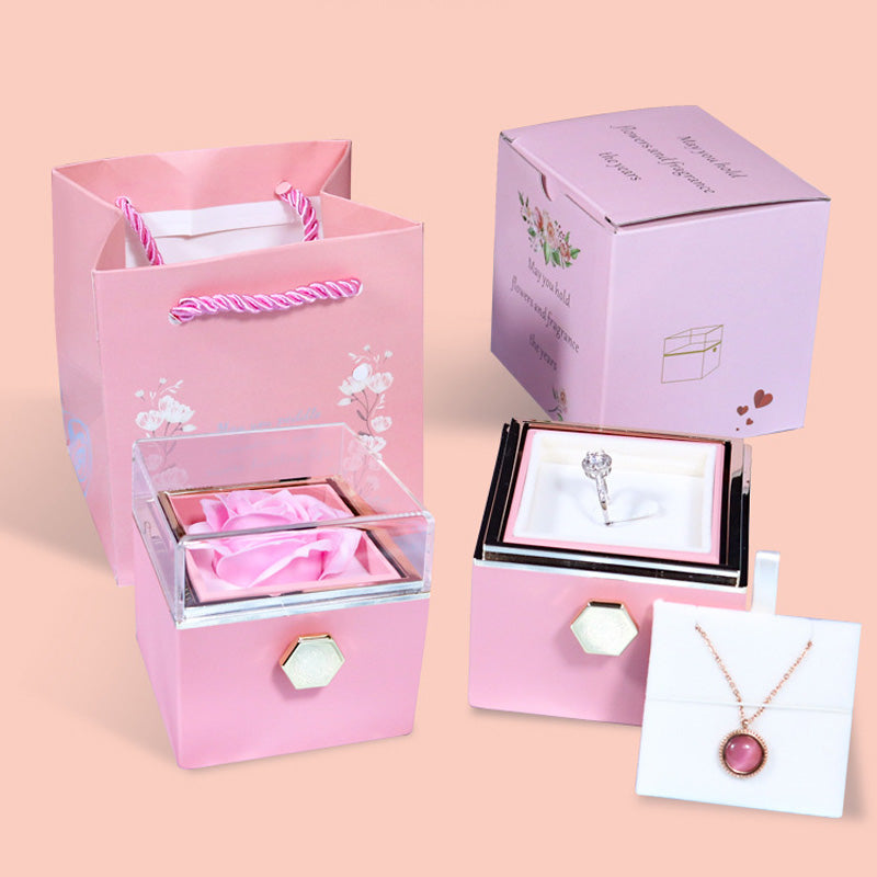 Rotating Gift Box with Rose and Necklace