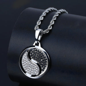 Yin Yang Stainless Steel Zircon Necklace