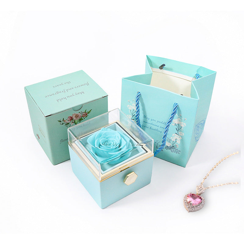 Rotating Gift Box with Rose and Necklace