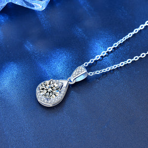 925 Sterling Silver Moissanite Water Drop Clavicle Necklace