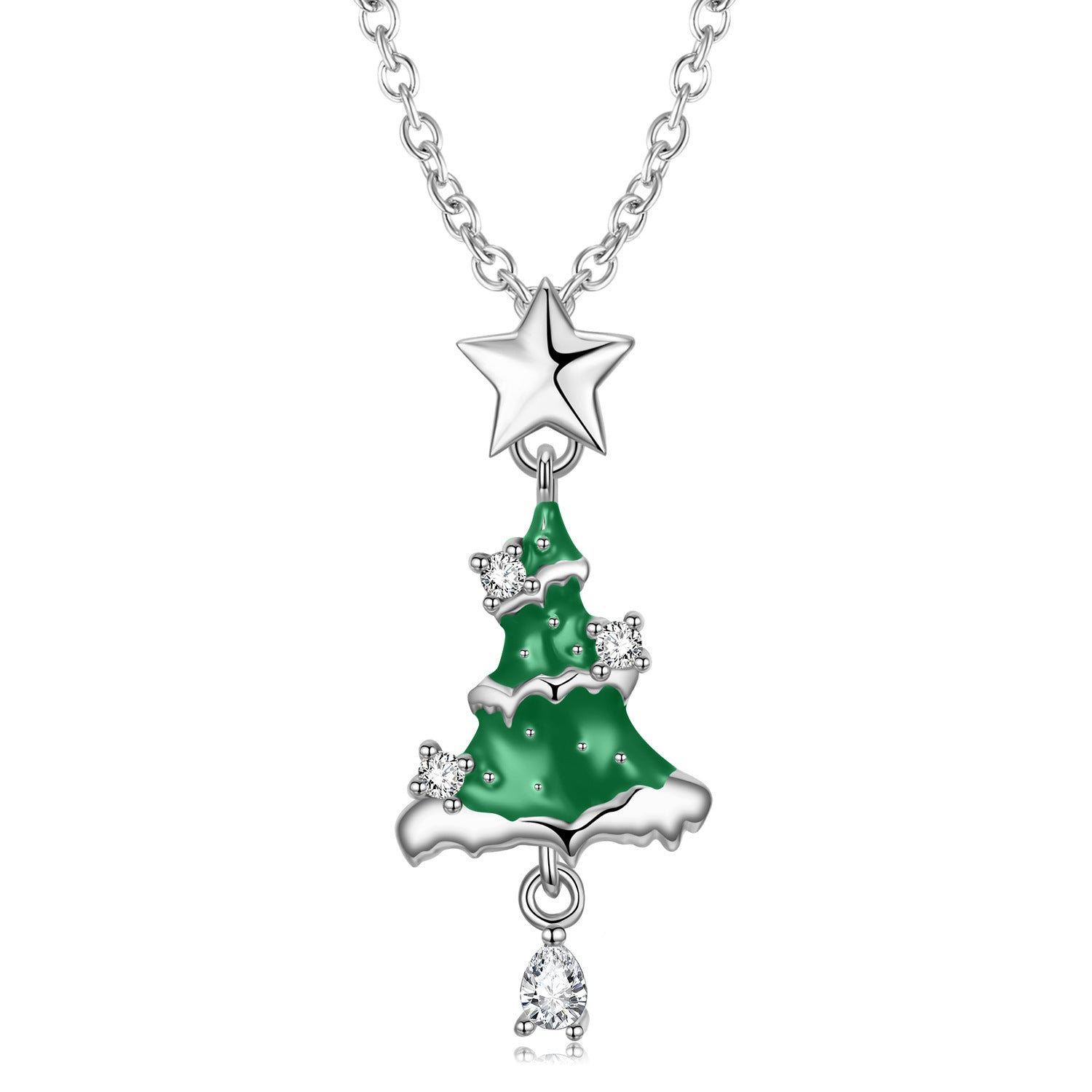 Christmas Tree Sterling Silver Necklace