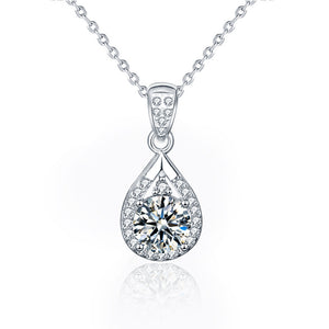 925 Sterling Silver Moissanite Water Drop Clavicle Necklace