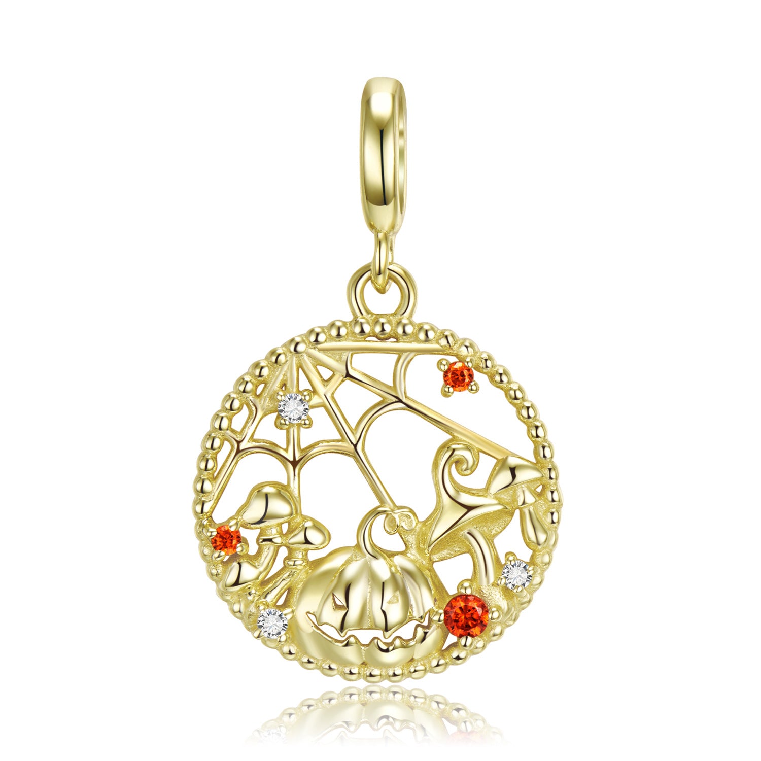 Spider Web Pumpkin Pendant and Chain