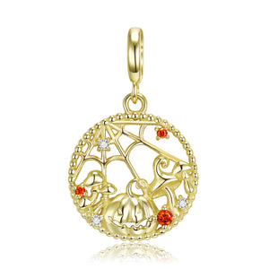 Spider Web Pumpkin Pendant and Chain