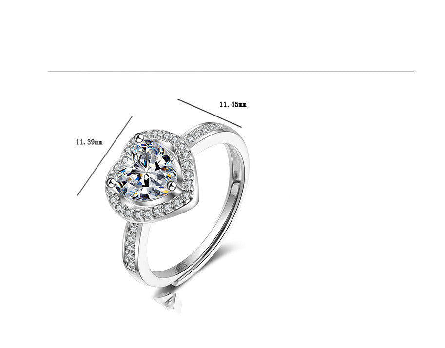 Silver Moissanite Heart Ring