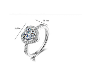 Silver Moissanite Heart Ring
