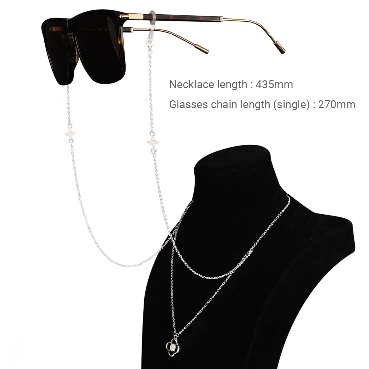 Women Pearls Four Leaf Clover Eyeglass Strap  925 Sterling Silver Sunglasses Glasses Chain