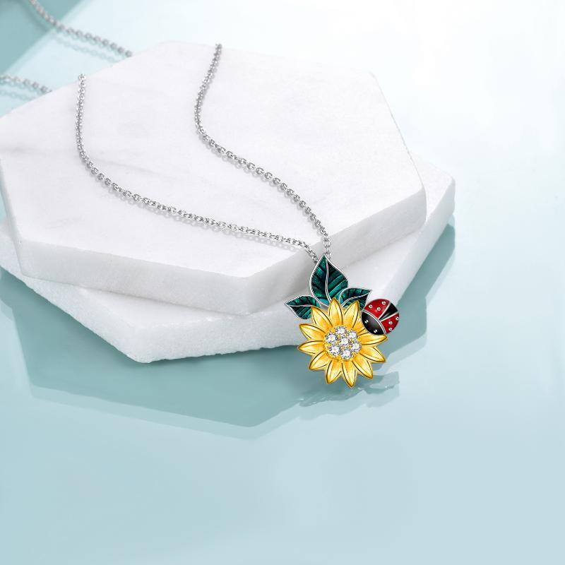 Sunflower & Ladybug S925 Sterling Silver Necklace