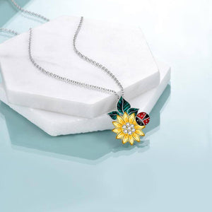 Sunflower & Ladybug S925 Sterling Silver Necklace