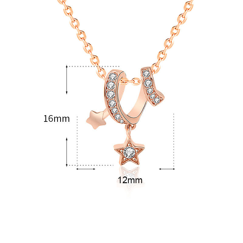 Girl CZ Wish Meteor Stars 925 Sterling Silver Necklace