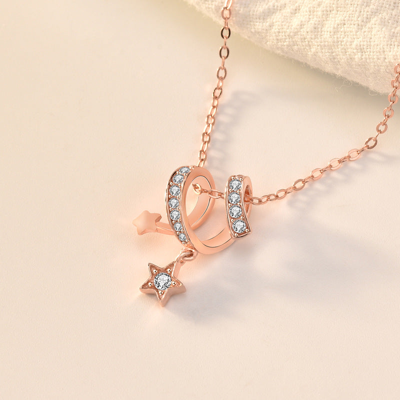 Girl CZ Wish Meteor Stars 925 Sterling Silver Necklace