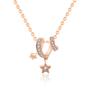 Girl CZ Wish Meteor Stars 925 Sterling Silver Necklace