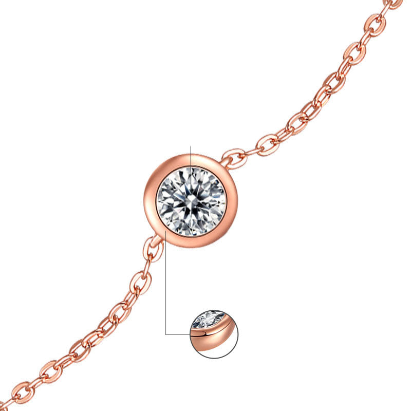 Youthful Moissanite CZ Round Rolo Chain 925 Sterling Silver Bracelet