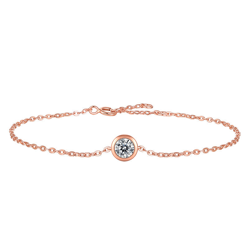Youthful Moissanite CZ Round Rolo Chain 925 Sterling Silver Bracelet
