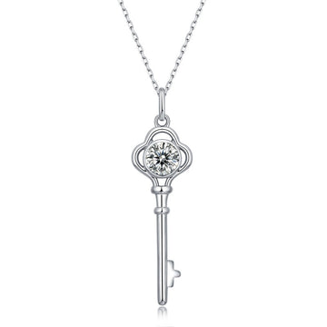 Moissanite Key 925 Sterling Silver Necklace