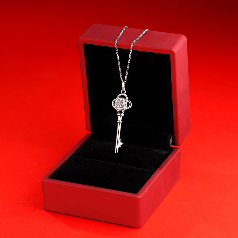Moissanite Key 925 Sterling Silver Necklace