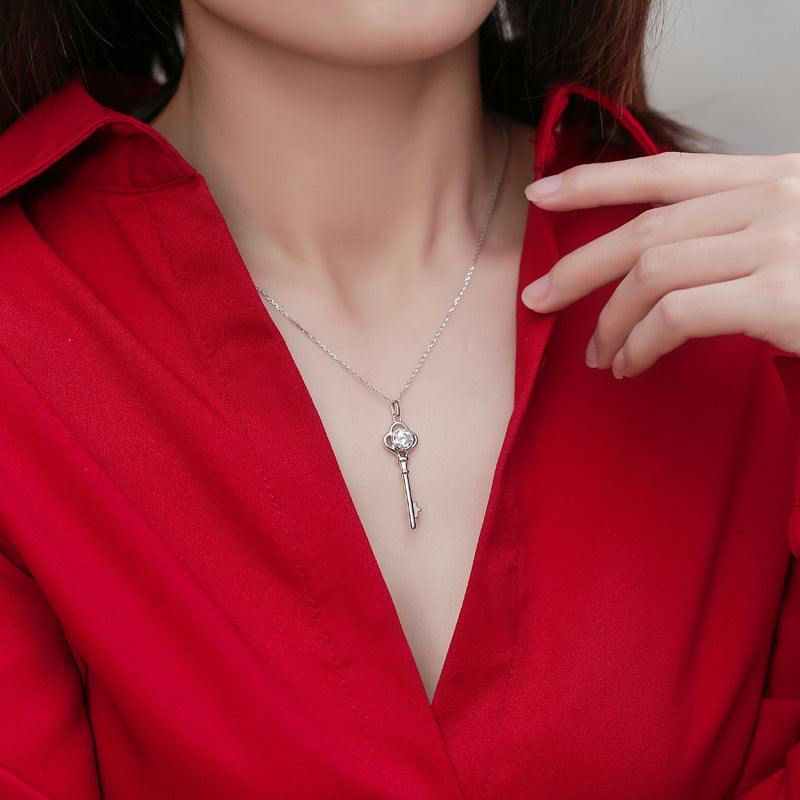 Moissanite Key 925 Sterling Silver Necklace
