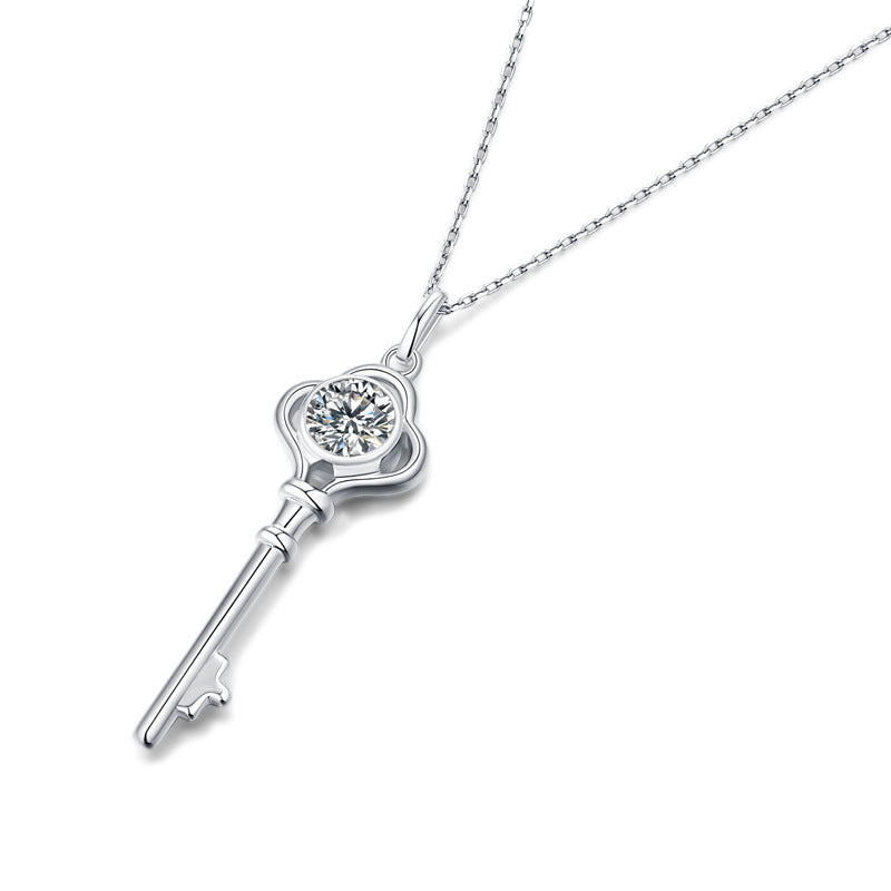 Moissanite Key 925 Sterling Silver Necklace
