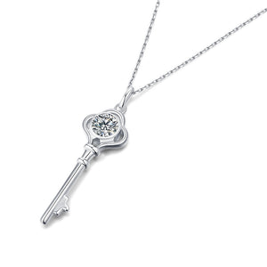 Moissanite Key 925 Sterling Silver Necklace