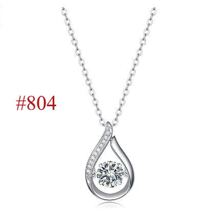 Moissanite CZ Round Waterdrop Flower 925 Sterling Silver Necklace