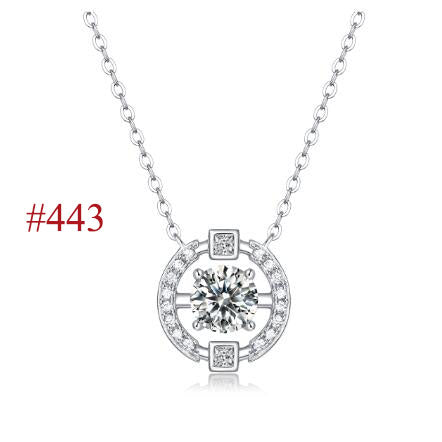 Moissanite CZ Round Waterdrop Flower 925 Sterling Silver Necklace