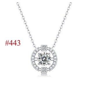 Moissanite CZ Round Waterdrop Flower 925 Sterling Silver Necklace