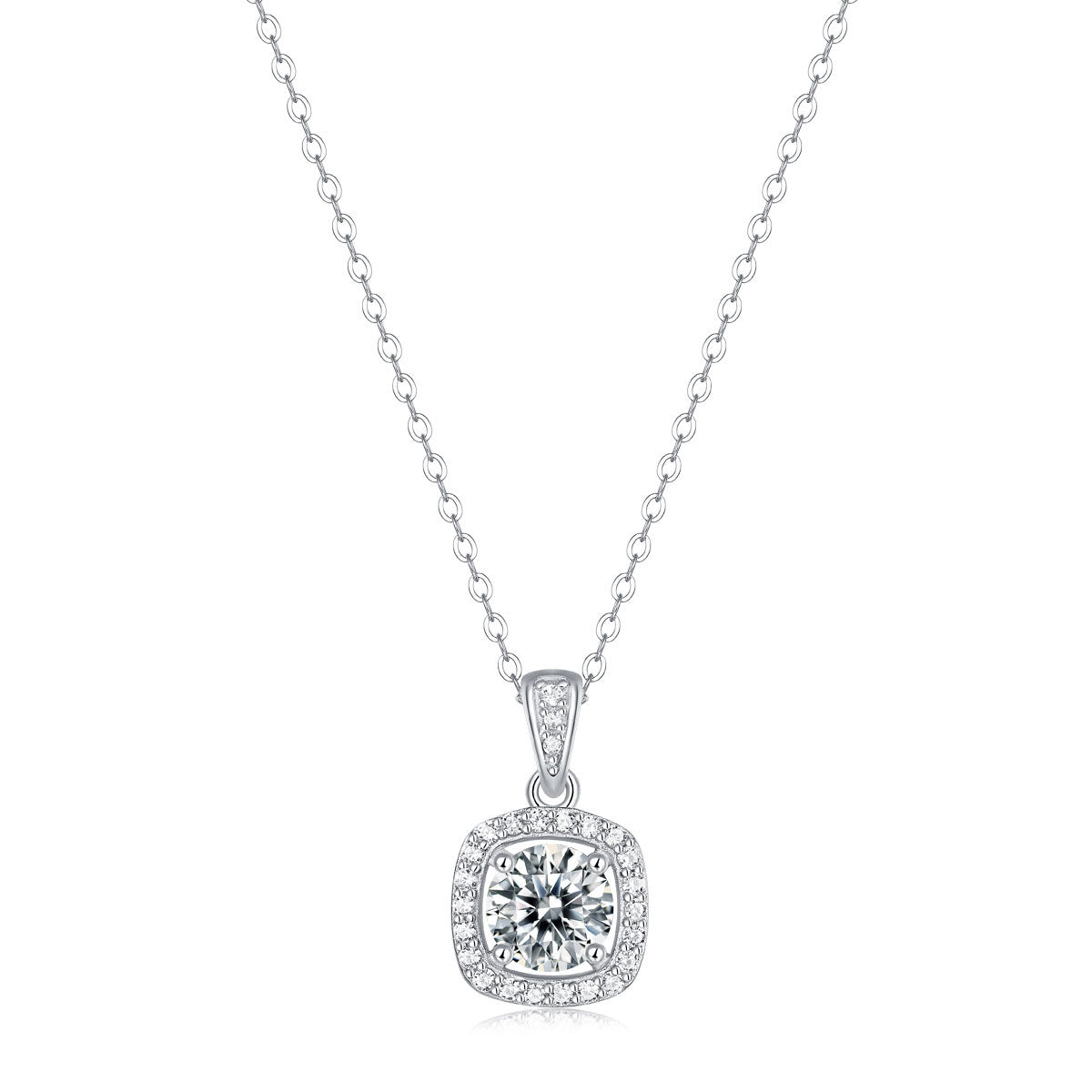 Moissanite CZ Round Waterdrop Flower 925 Sterling Silver Necklace