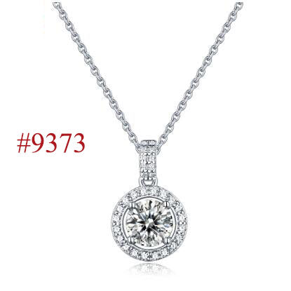 Moissanite CZ Round Waterdrop Flower 925 Sterling Silver Necklace
