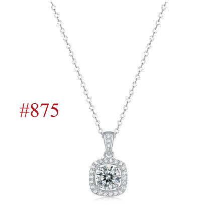 Moissanite CZ Round Waterdrop Flower 925 Sterling Silver Necklace
