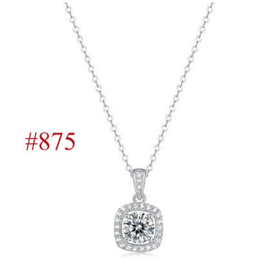 Moissanite CZ Round Waterdrop Flower 925 Sterling Silver Necklace