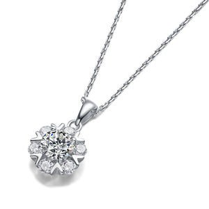 Sweet Moissanite CZ Snowflake 925 Sterling Silver Necklace