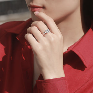 Fashion Geometry Moissanite Squared 925 Sterling Silver Adjustable Ring