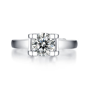 Fashion Geometry Moissanite Squared 925 Sterling Silver Adjustable Ring