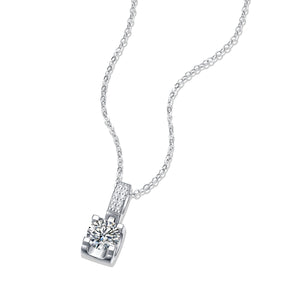 Simple Four Claw Moissanite CZ Geometry 925 Sterling Silver Necklace