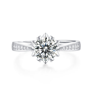Wedding Moissanite CZ Snowflake 925 Sterling Silver Adjustable Ring