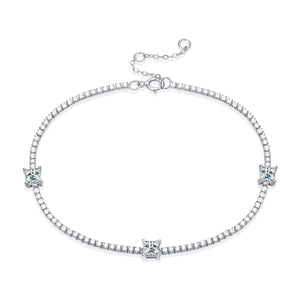 Square Moissanite CZ Chain 925 Sterling Silver Bracelet