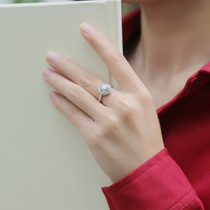 Moissanite Heart 925 Sterling Silver Adjustable Ring
