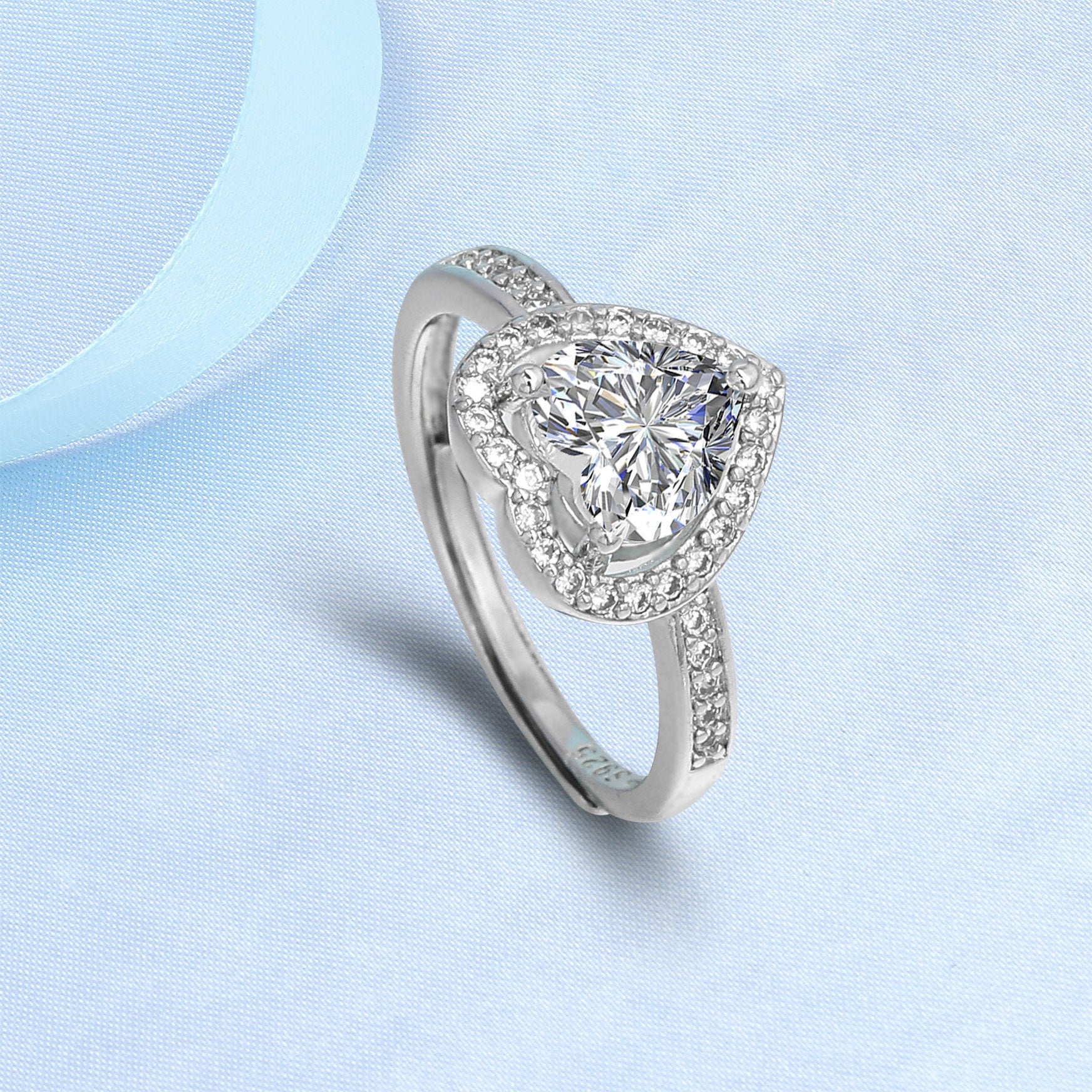 Silver Moissanite Heart Ring