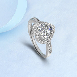 Silver Moissanite Heart Ring
