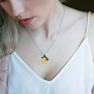 Sunflower & Ladybug S925 Sterling Silver Necklace