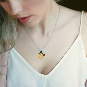 Sunflower & Ladybug S925 Sterling Silver Necklace